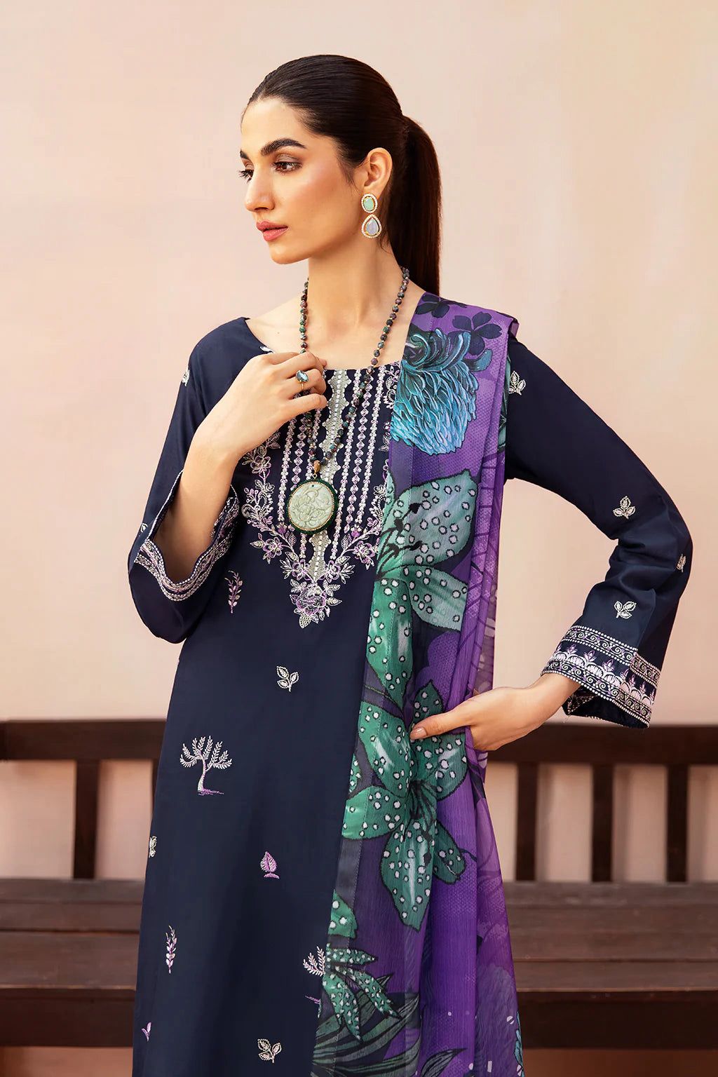 DHANAK 3PC EMBROIDERED