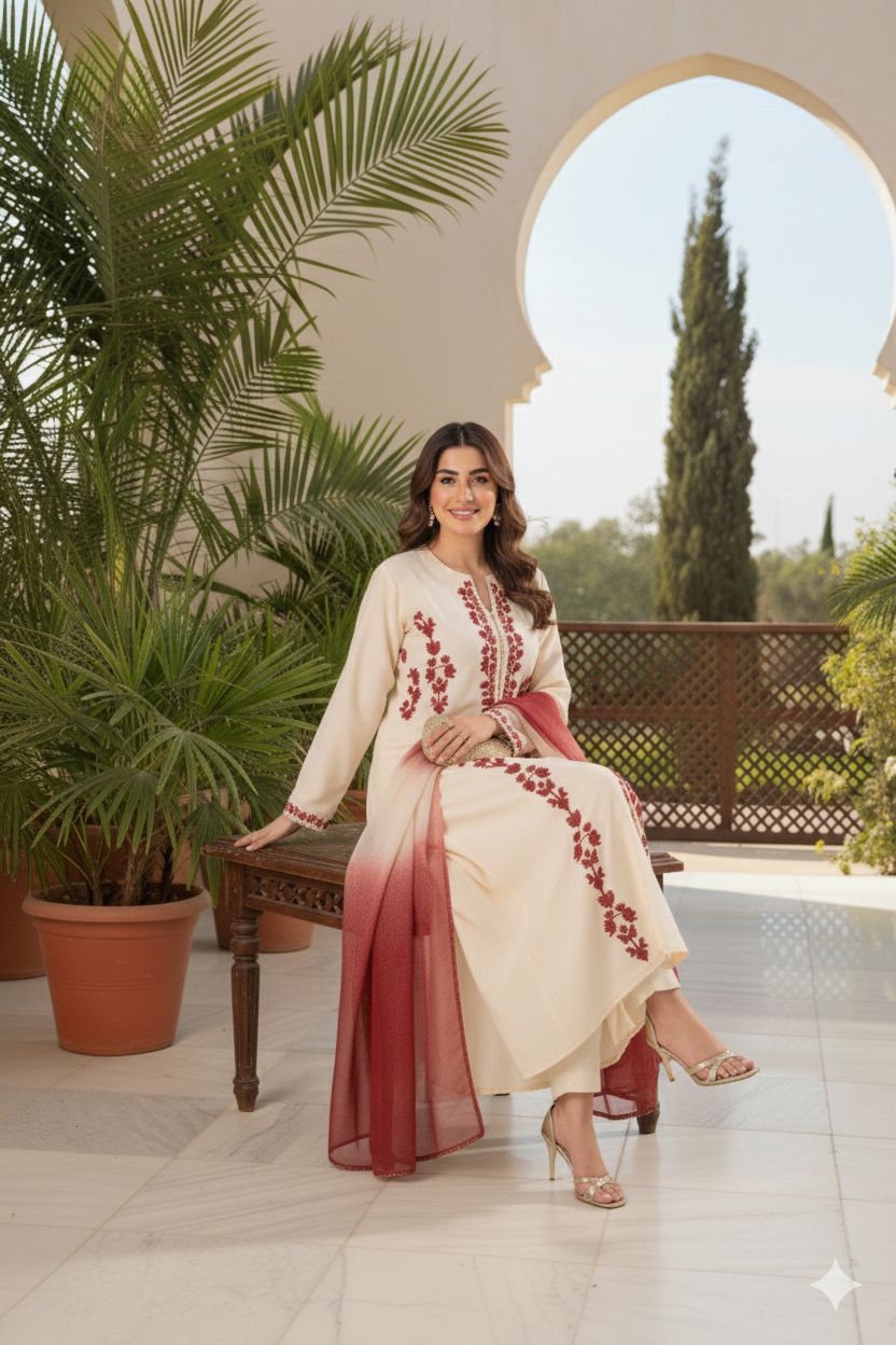 DHANAK 3PC EMBROIDERED