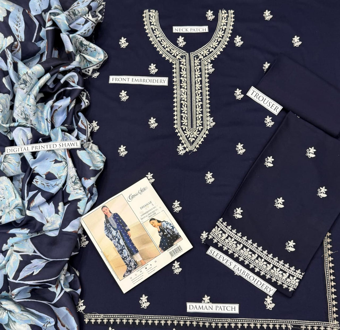 DHANAK 3PC EMBROIDERED