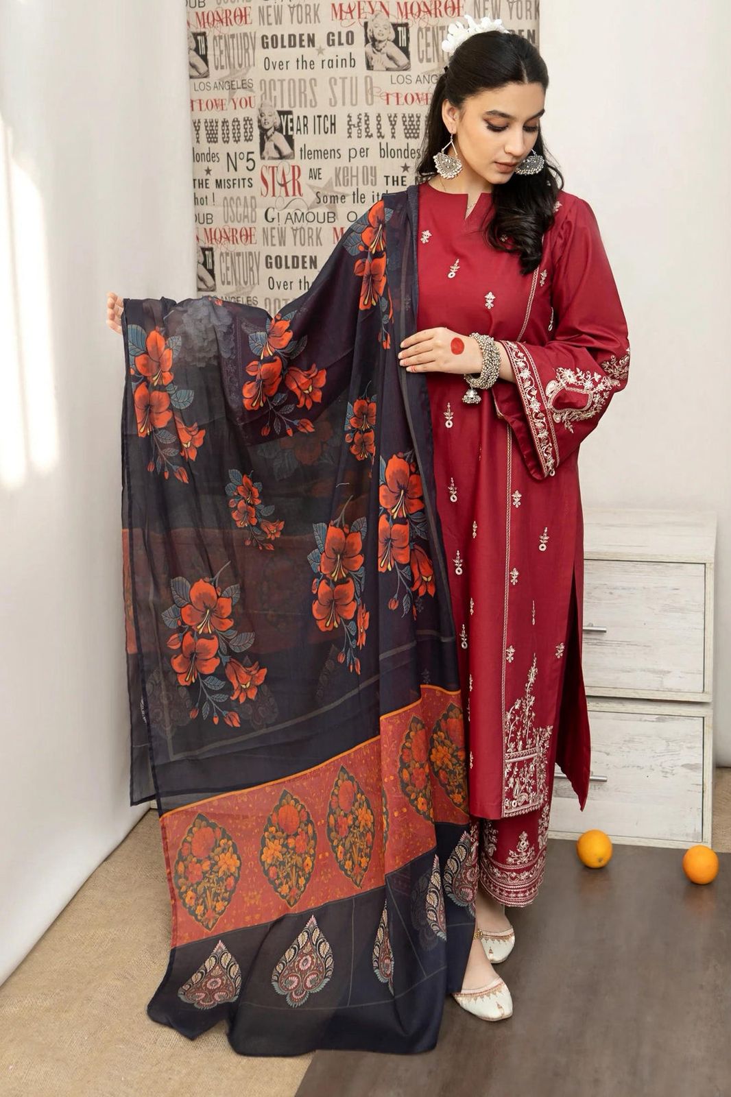 DHANAK 3PC EMBROIDERED