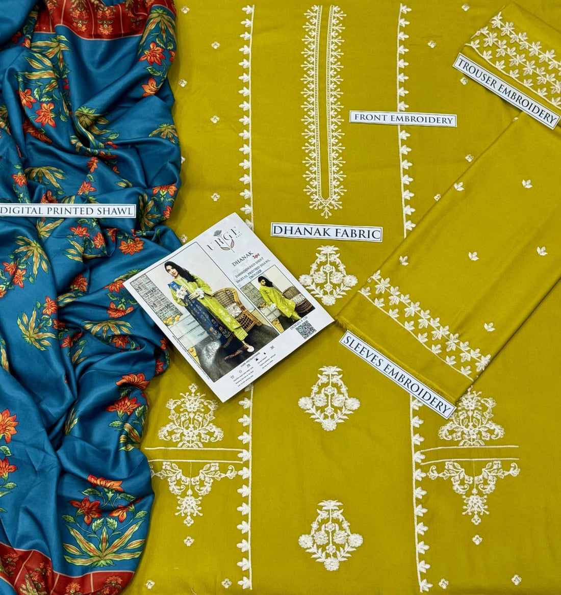 DHANAK 3PC EMBROIDERED