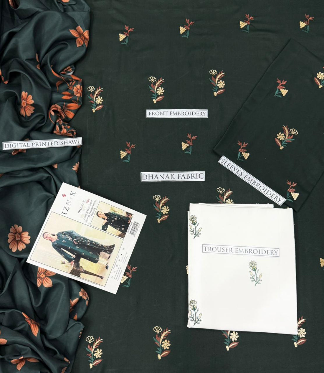 DHANAK 3PC EMBROIDERED