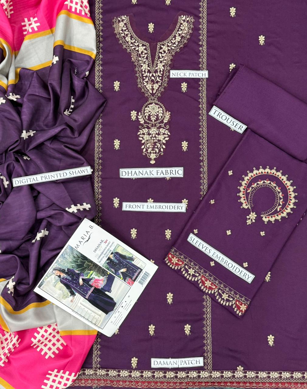 DHANAK 3PC EMBROIDERED