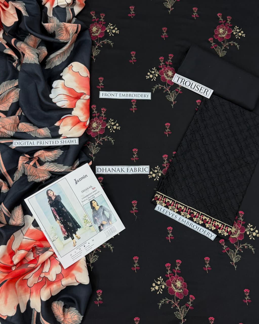 DHANAK 3PC EMBROIDERED